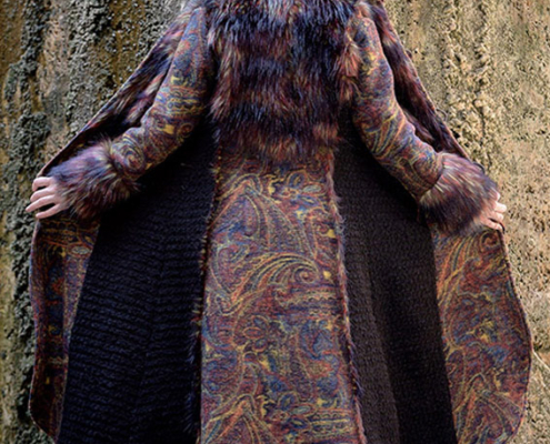 One of a kind collection: Faux fur wool coat - Back