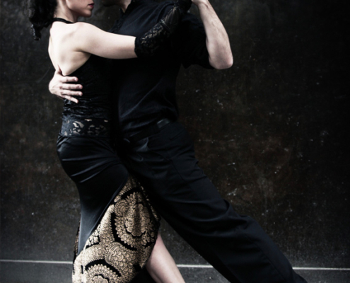 Tango Argentino: Gold Black Skirt & Velvet Top